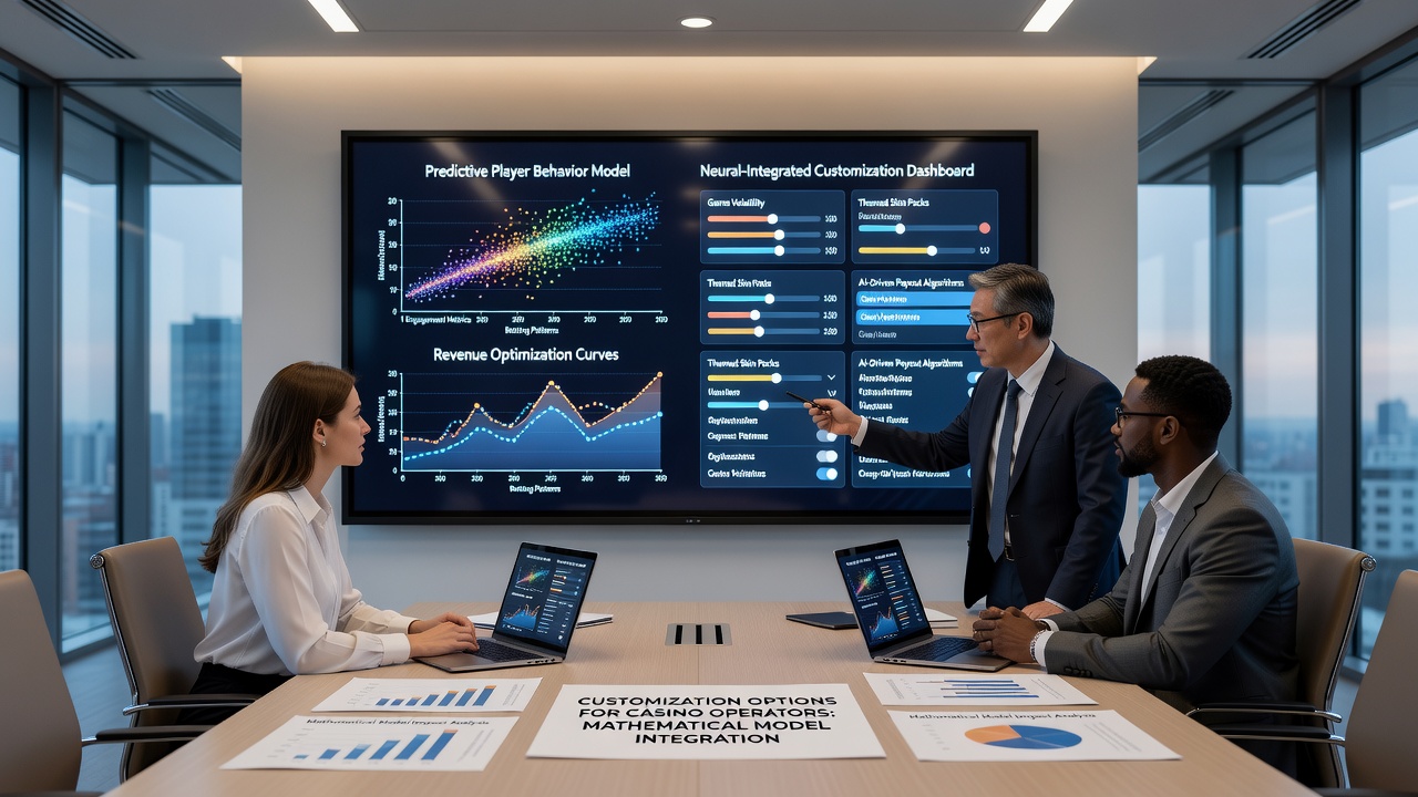 Operator reviewing slot math parameters and customization sliders on an integration platform
