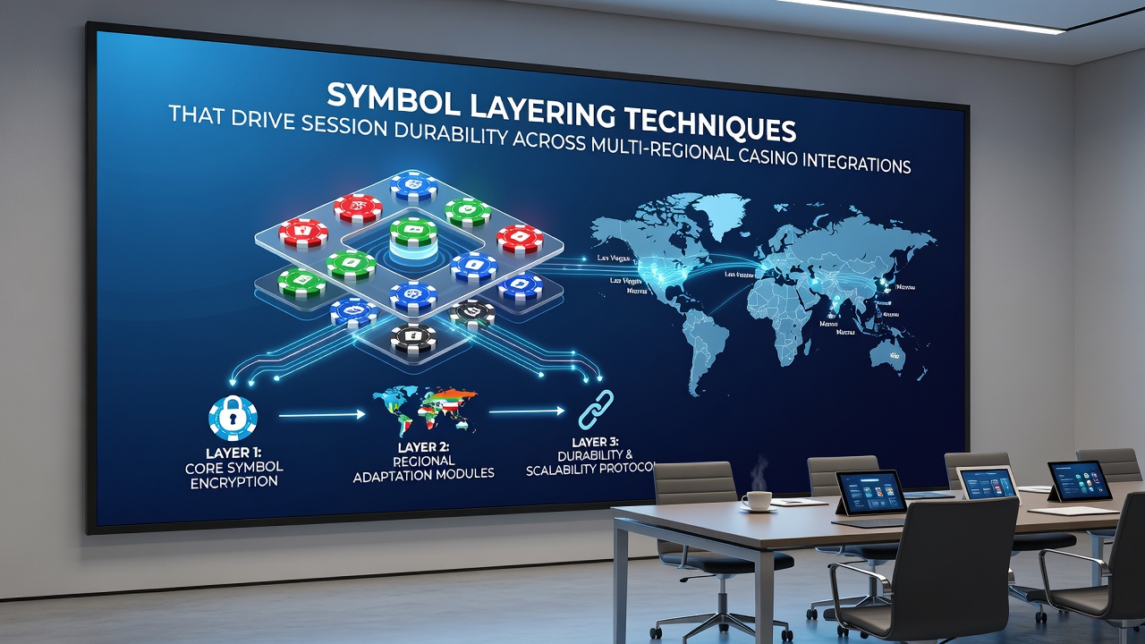 Flowchart illustrating data synchronization for symbol layers in cross-regional casino environments